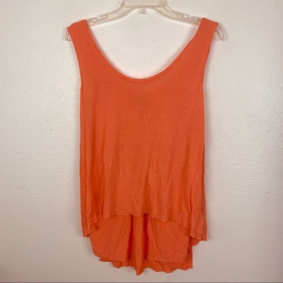 We the Free People Hi Low Tank Top Lagenlook Tangerine Orange - Picture 1 of 8